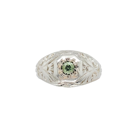 18K White Gold Ring with Round .25ct Teal Sapphire   j7643